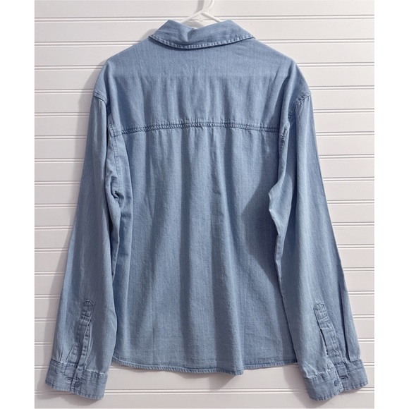 WeWoreWhat Chambray Boyfriend Over-shirt Button Down In Super Blue NWT - Picture 6 of 11